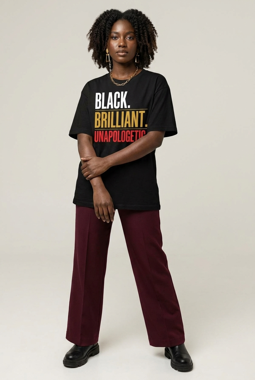 Black Brilliant Unapologetic: Proud Melanin Graphic T-Shirt - RootednLoud