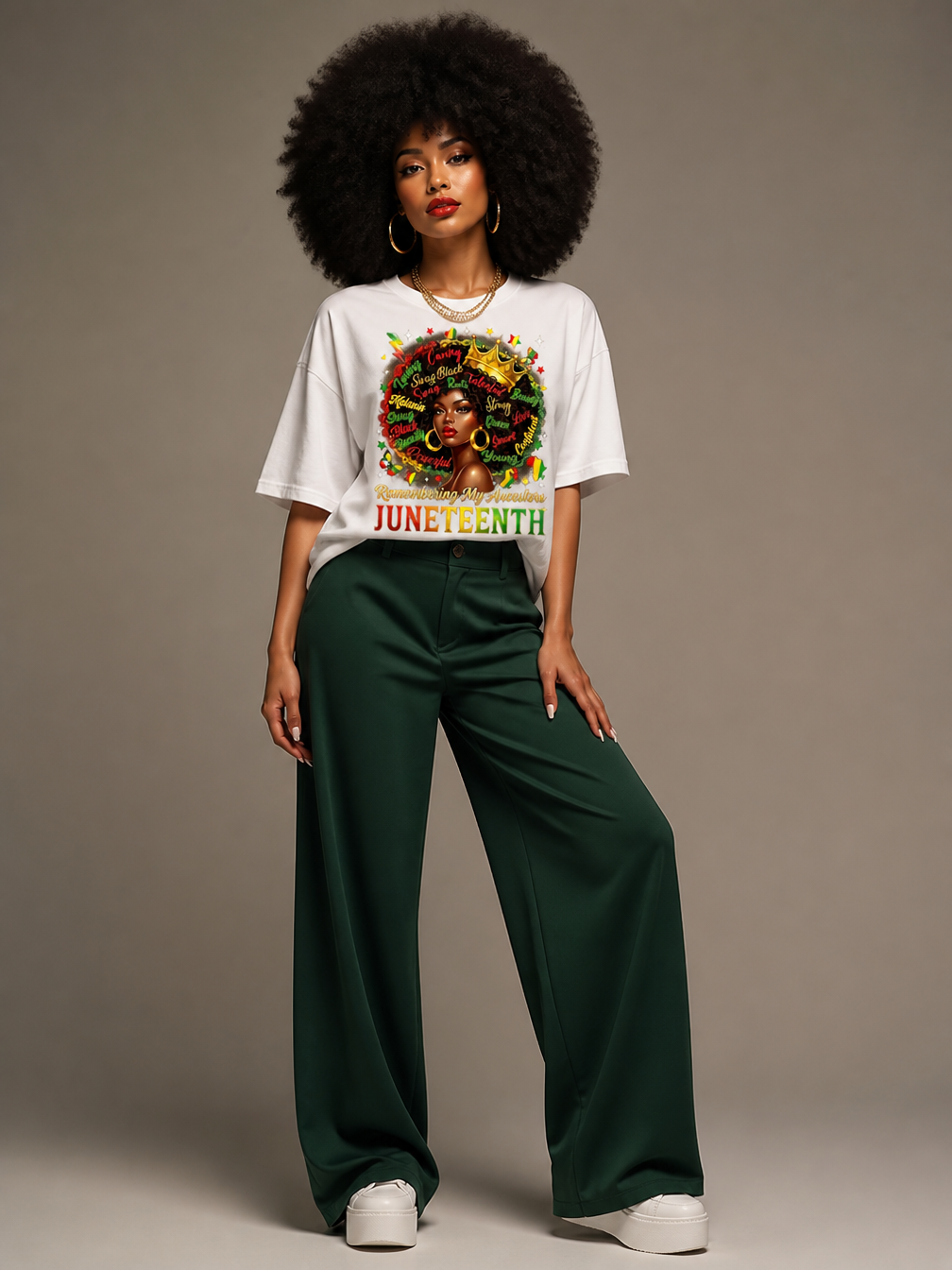Remembering My Ancestors Juneteenth: Black Queen Graphic T-Shirt - RootednLoud