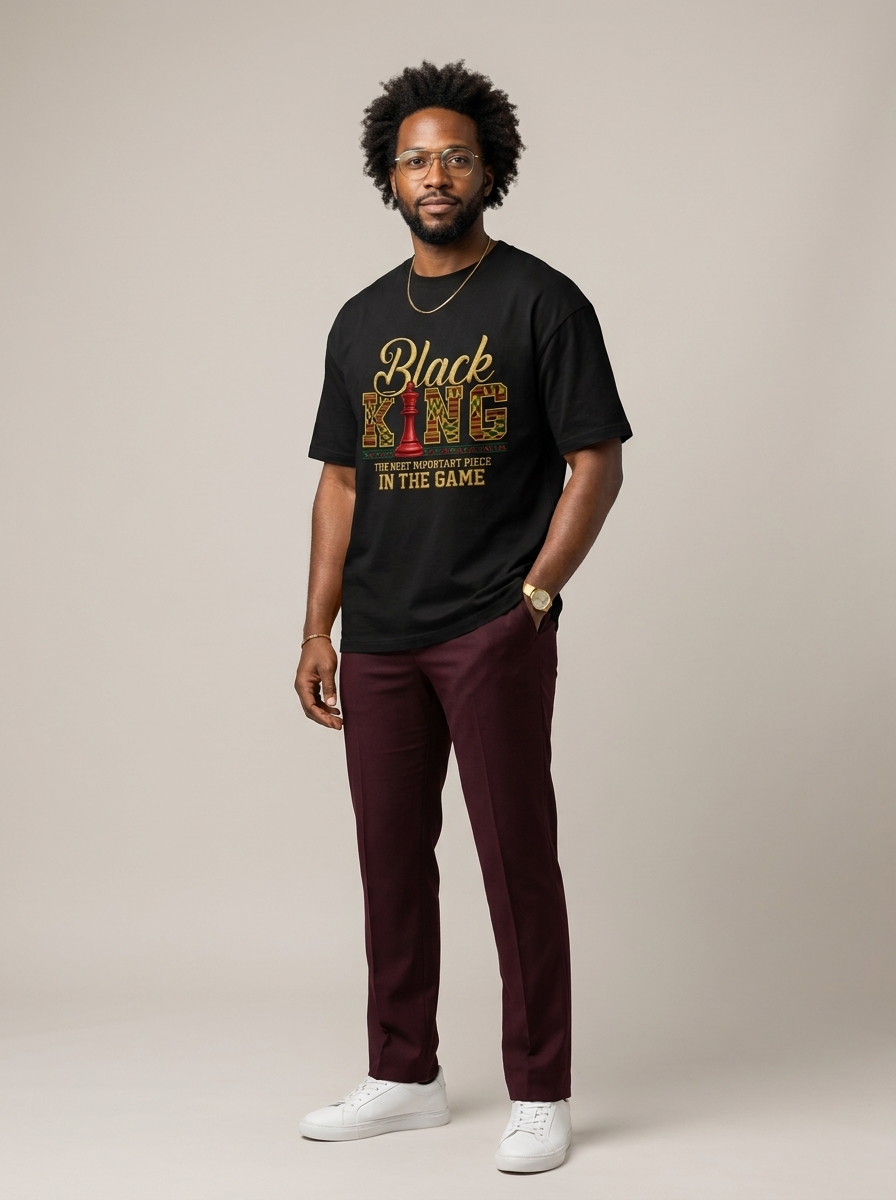 Black King Dad: The Most Important Piece In The Game Graphic T-Shirt - RootednLoud