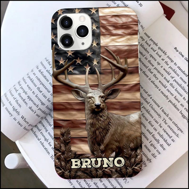 Frenzidea Deer American Flag Personalized Name Phone Case