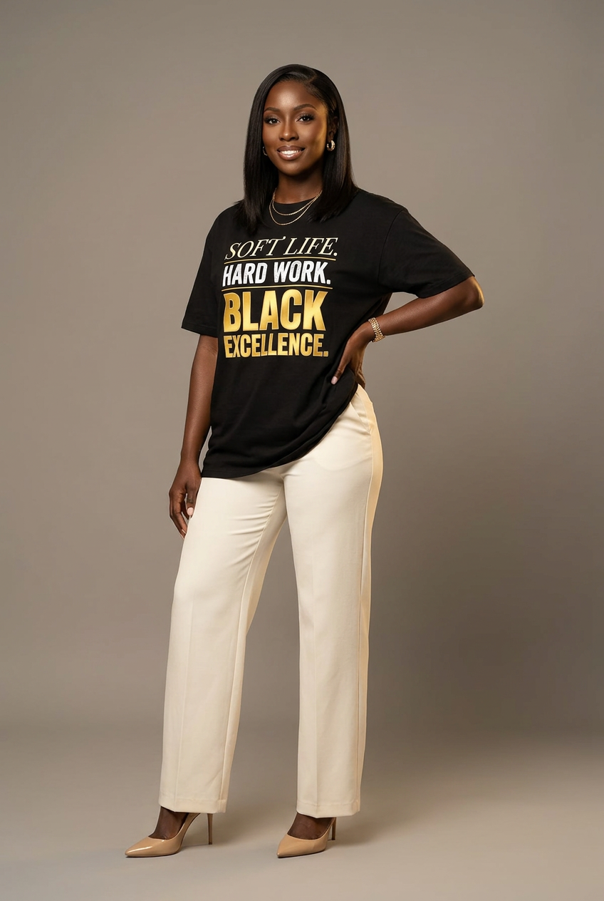 Soft Life Hard Work Black Excellence Graphic T-Shirt - RootednLoud