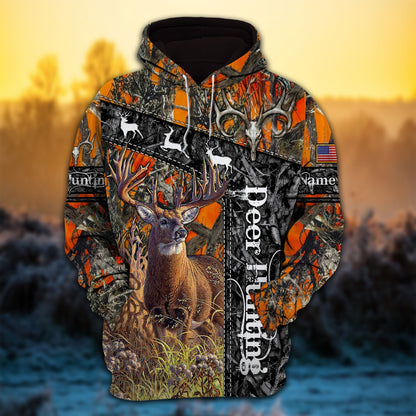 frenzidea Customized Name Deer Hunting Camo 3D Hoodie (3 Colors)