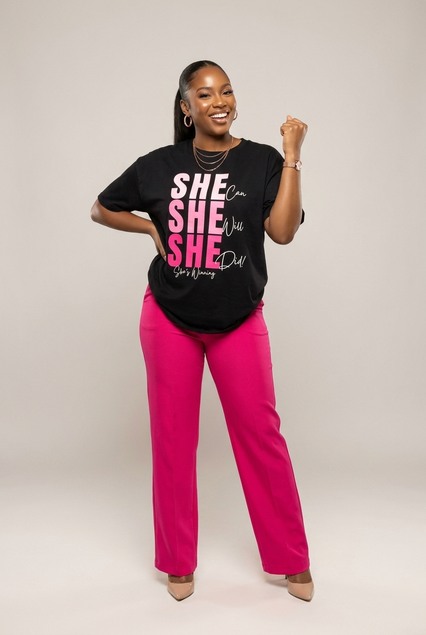 She Can, She Will, She Did: Black Girl Magic Winning Graphic T-Shirt - RootednLoud