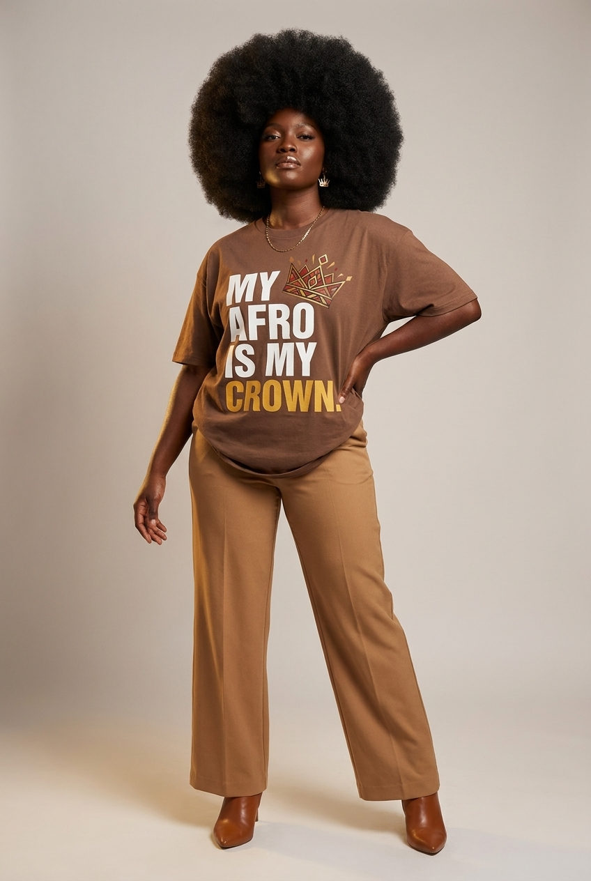 My Afro Is My Crown: Tribal Crown Black Queen Graphic T-Shirt - RootednLoud