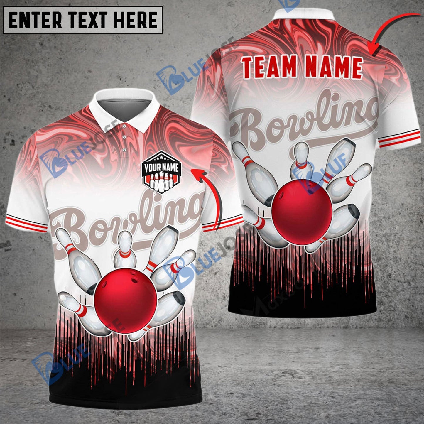 frenzidea Bowling And Pins Hologram Waves Customized Name 3D Shirt (4 Colors)
