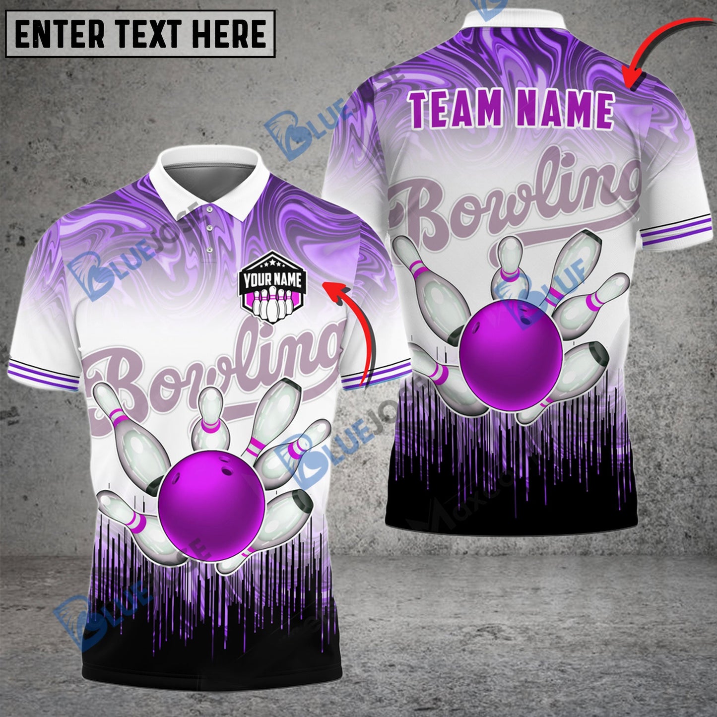 frenzidea Bowling And Pins Hologram Waves Customized Name 3D Shirt (4 Colors)