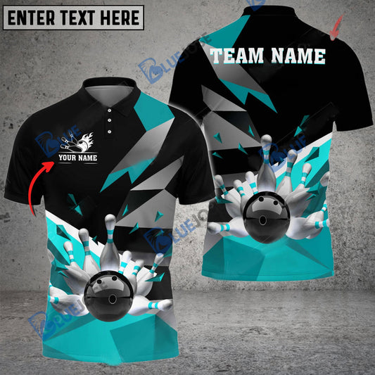 frenzidea Bowling And Pins Broken Reality Customized Name 3D Shirt (4 Colors)