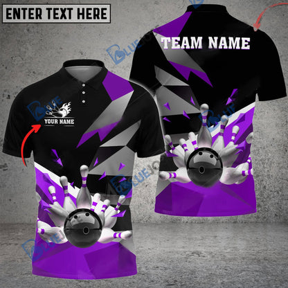 frenzidea Bowling And Pins Broken Reality Customized Name 3D Shirt (4 Colors)