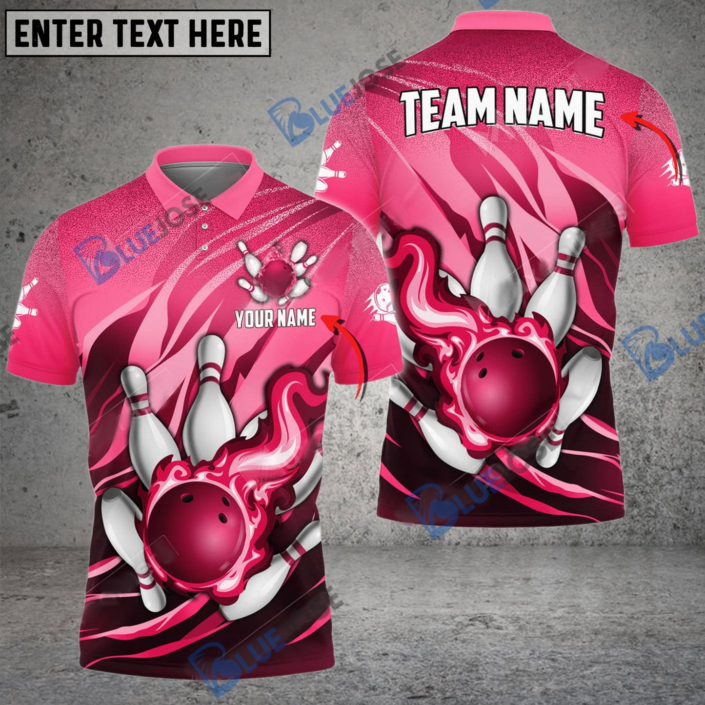 Frenzideas Bowling And Pins Fire Storm Customized Name 3D Shirt ( 6 Colors)