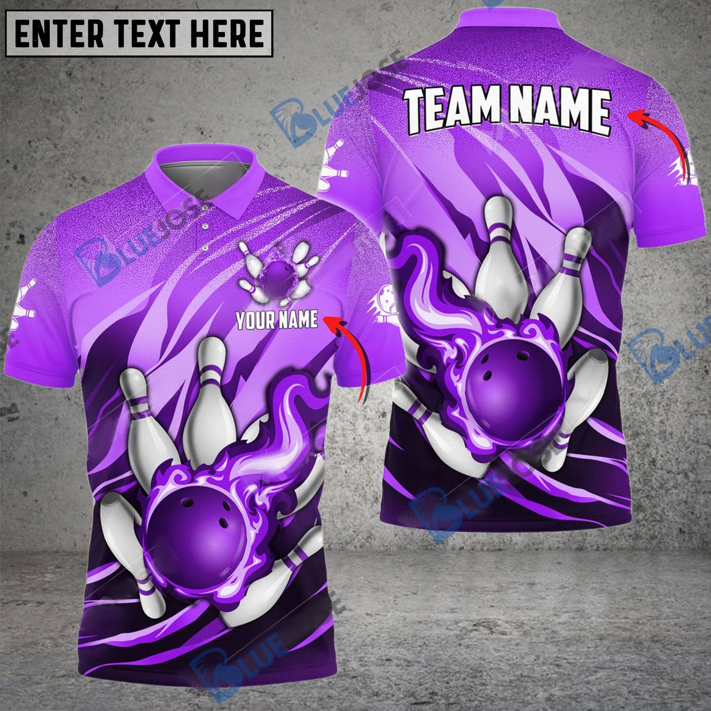 Frenzideas Bowling And Pins Fire Storm Customized Name 3D Shirt ( 6 Colors)