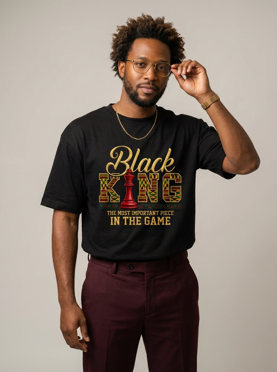 Black King Dad: The Most Important Piece In The Game Graphic T-Shirt - RootednLoud