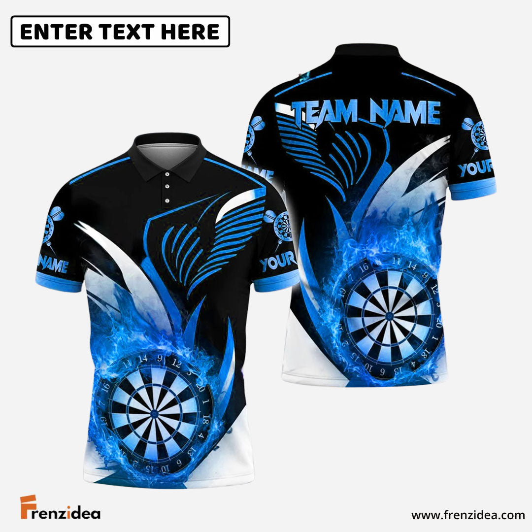 Frenzidea Darts Golden Flame Dartboard Personalized Name, Team Name Shirt (4 Colors)