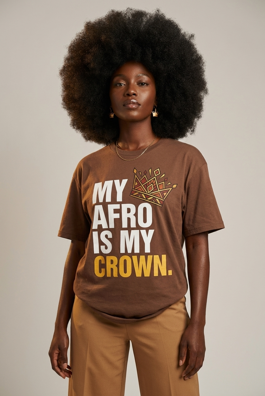 My Afro Is My Crown: Tribal Crown Black Queen Graphic T-Shirt - RootednLoud