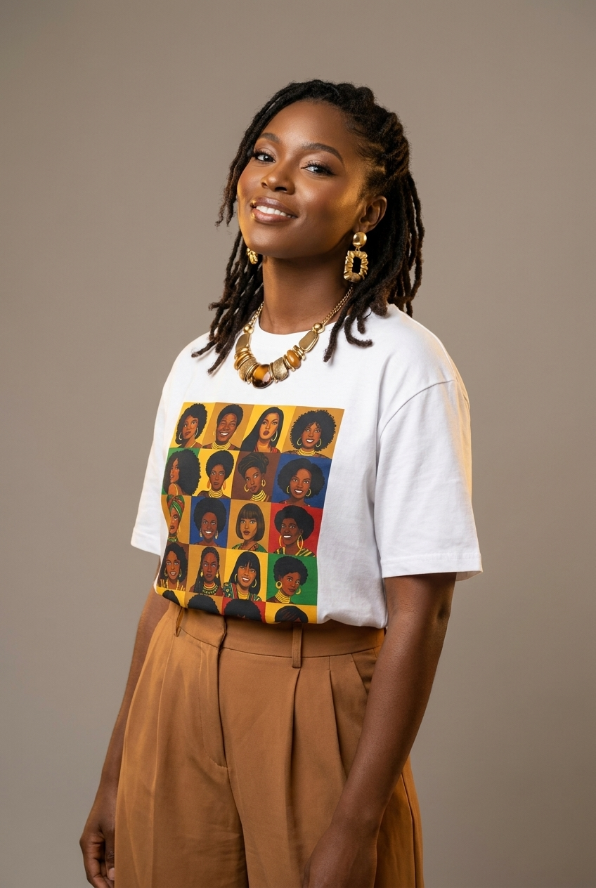 Black Queen Collage: A Tribute to Diverse Beauty Graphic T-Shirt - RootednLoud