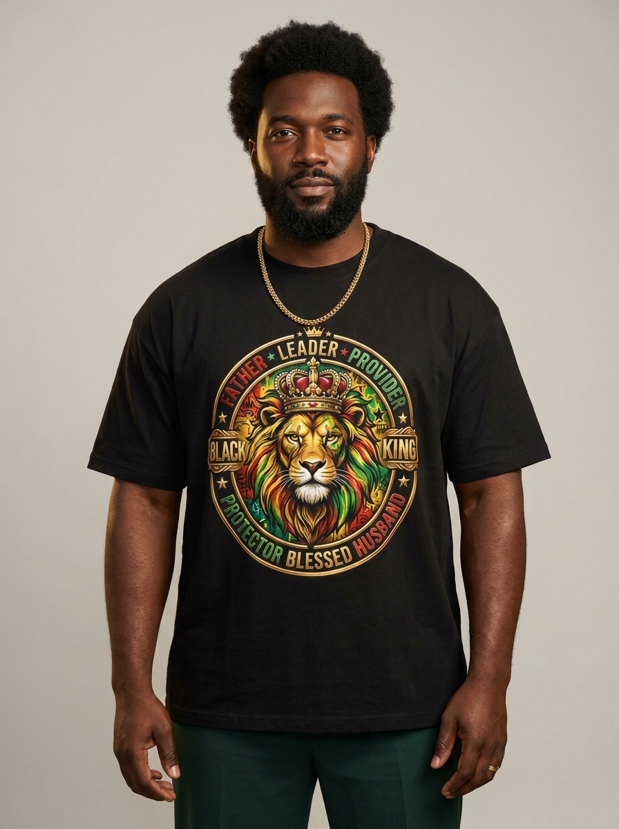 The Royal Patriarch: Proud Black Dad & Husband Graphic T-Shirt - RootednLoud