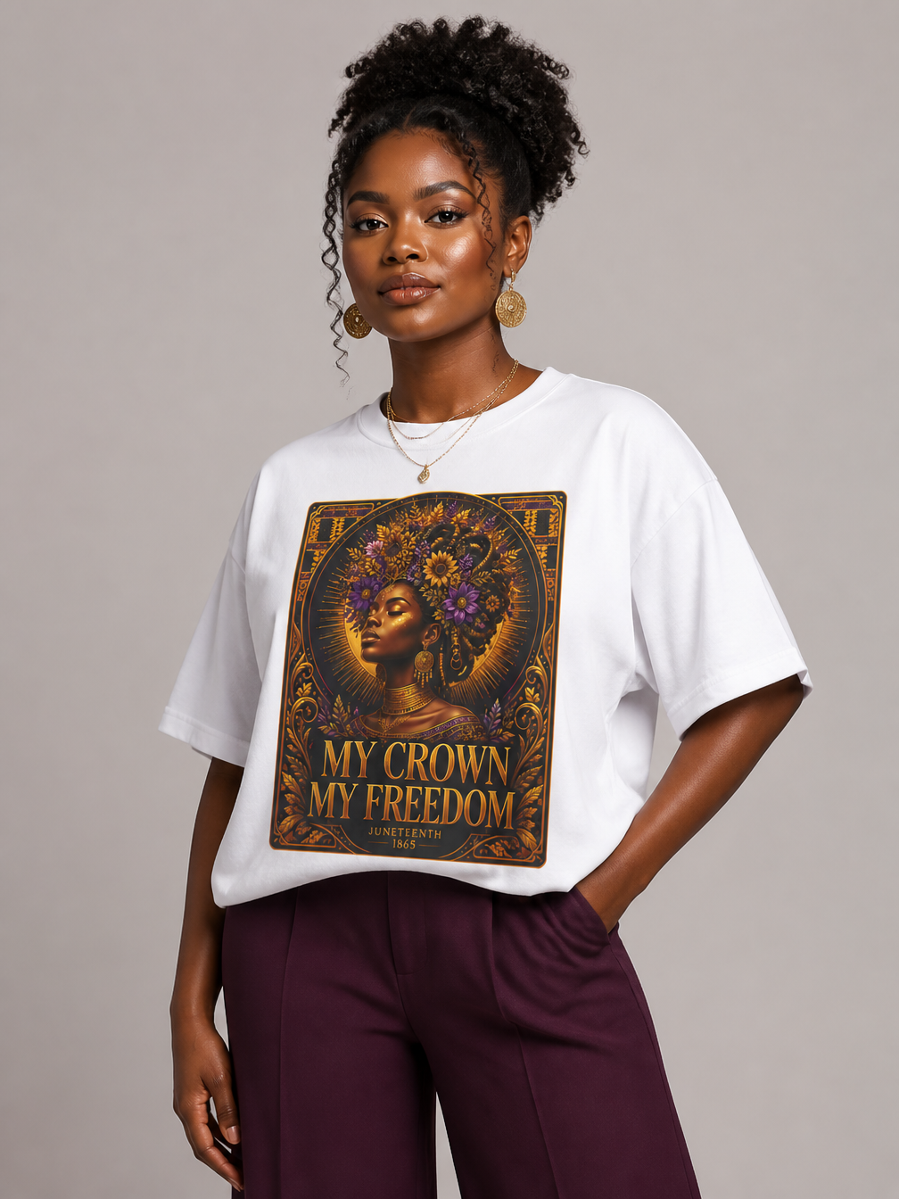 My Crown My Freedom: Juneteenth Melanin Queen Graphic T-Shirt - RootednLoud