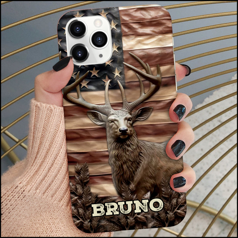Frenzidea Deer American Flag Personalized Name Phone Case
