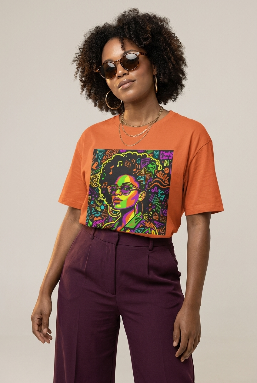 Black Girl Magic: Musical Neon Pop Art Graphic T-Shirt - RootednLoud