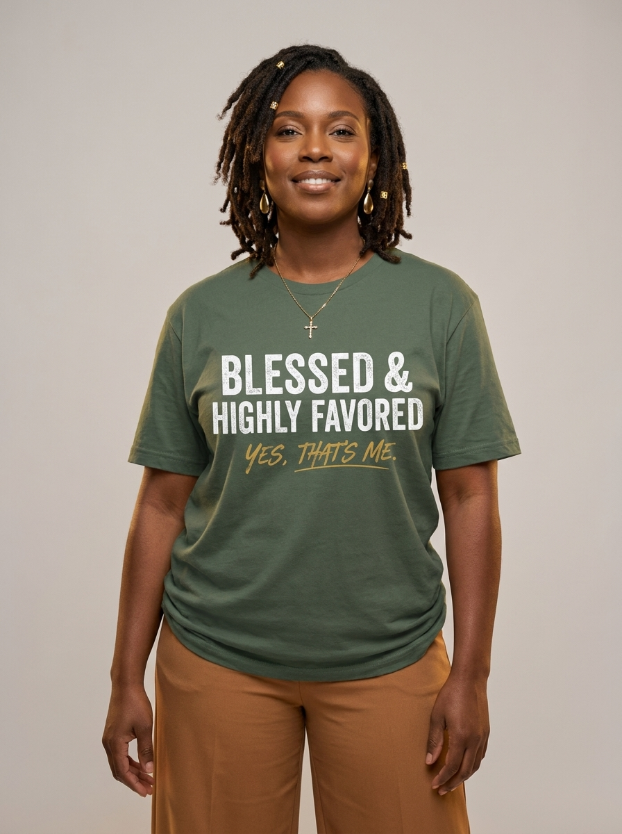 Blessed & Highly Favored: Christian Black Excellence Graphic T-Shirt - RootednLoud