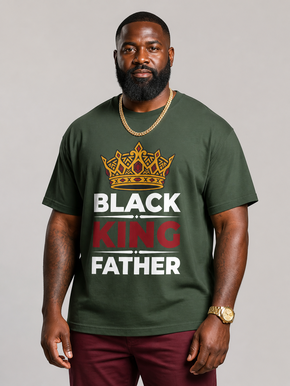 Black King Father Crown: Proud Dad Empowerment Graphic T-Shirt - RootednLoud