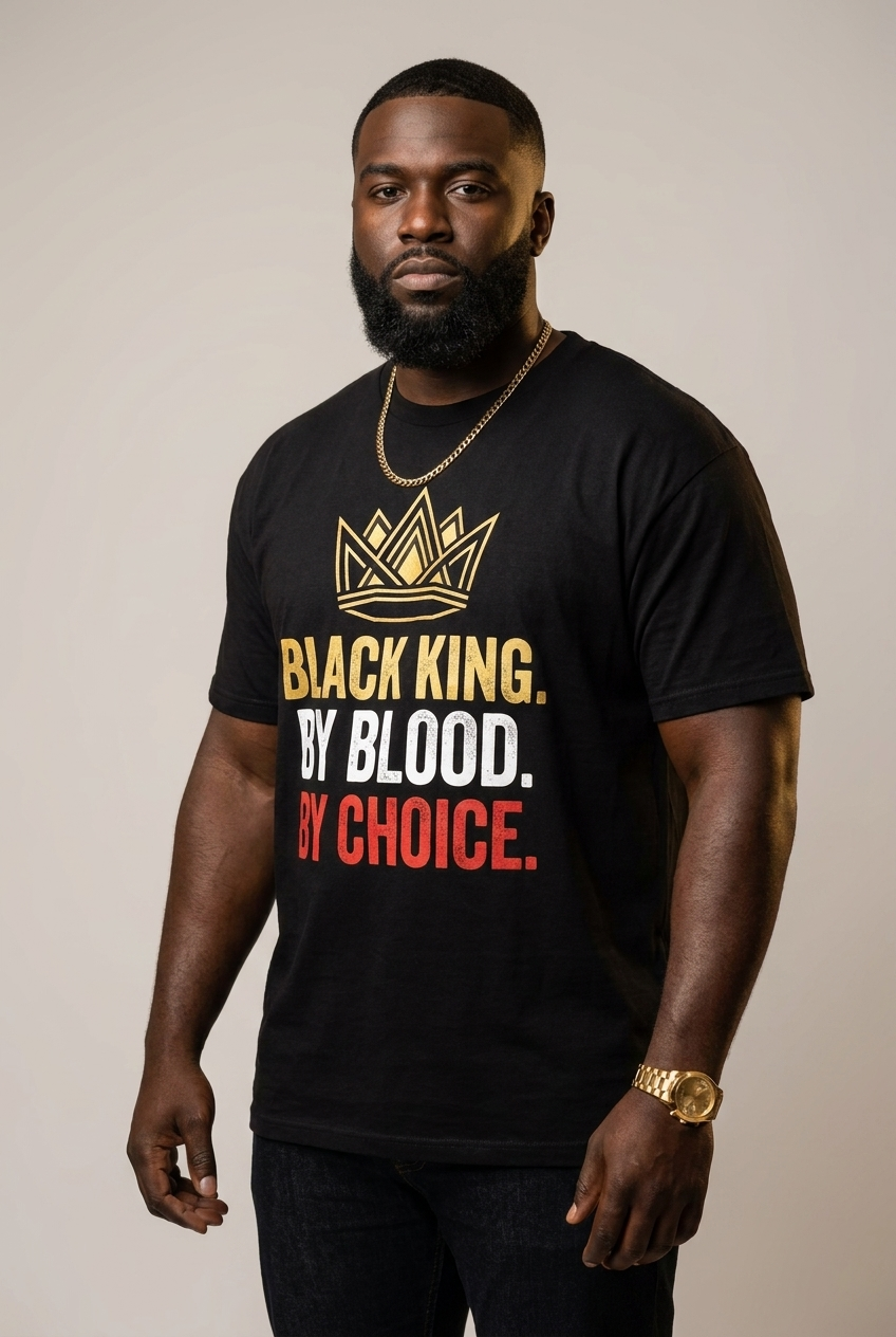 Black King By Blood By Choice: Royal Crown Empowerment Graphic T-Shirt - RootednLoud