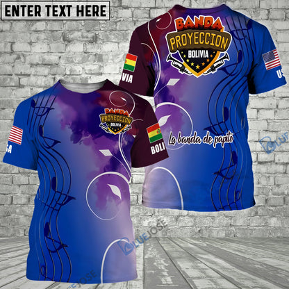 Frenzidea Bolivia and USA Personalized Name, Team Name Unisex Shirt
