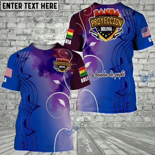 Frenzidea Bolivia and USA Personalized Name, Team Name Unisex Shirt