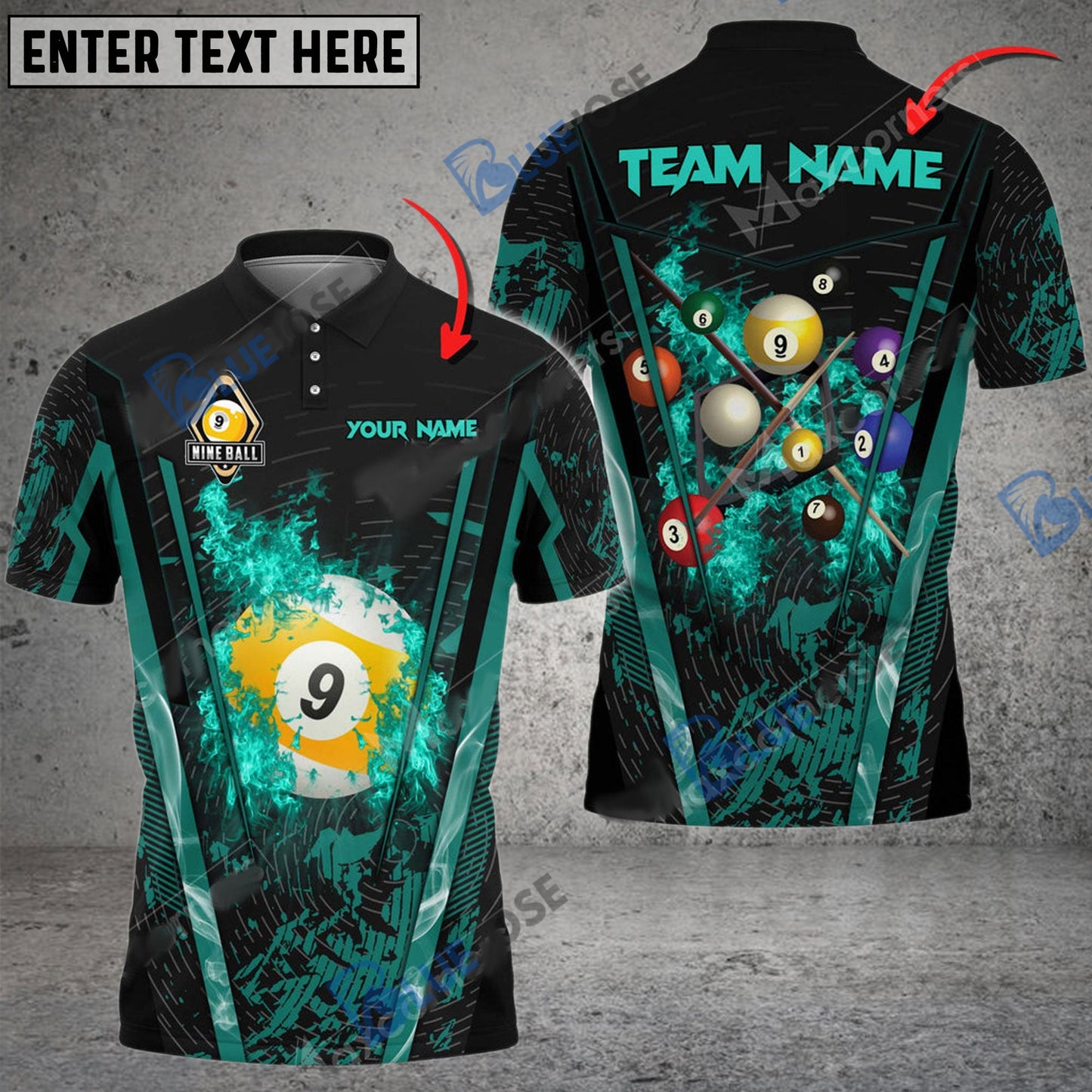 Frenzidea Billiards Ball 9 Abstract Grunge Texture Personalized Name, Team Name Unisex Shirt ( 6 Colors )