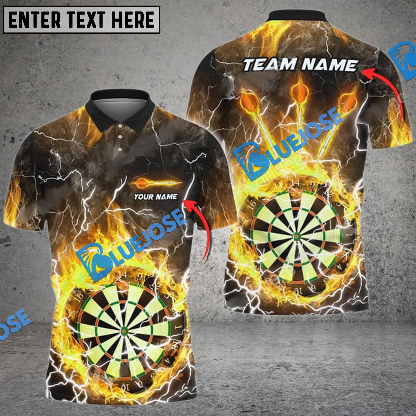 Frenzidea Darts Fire Colorful Rays Of Light Premium Personalized Name, Team Name 3D Shirt (6 Colors)