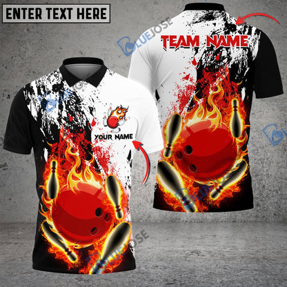 Frenzidea Bowling And Pins Burned Fiercely Customized Name 3D Shirt (5 Colors)