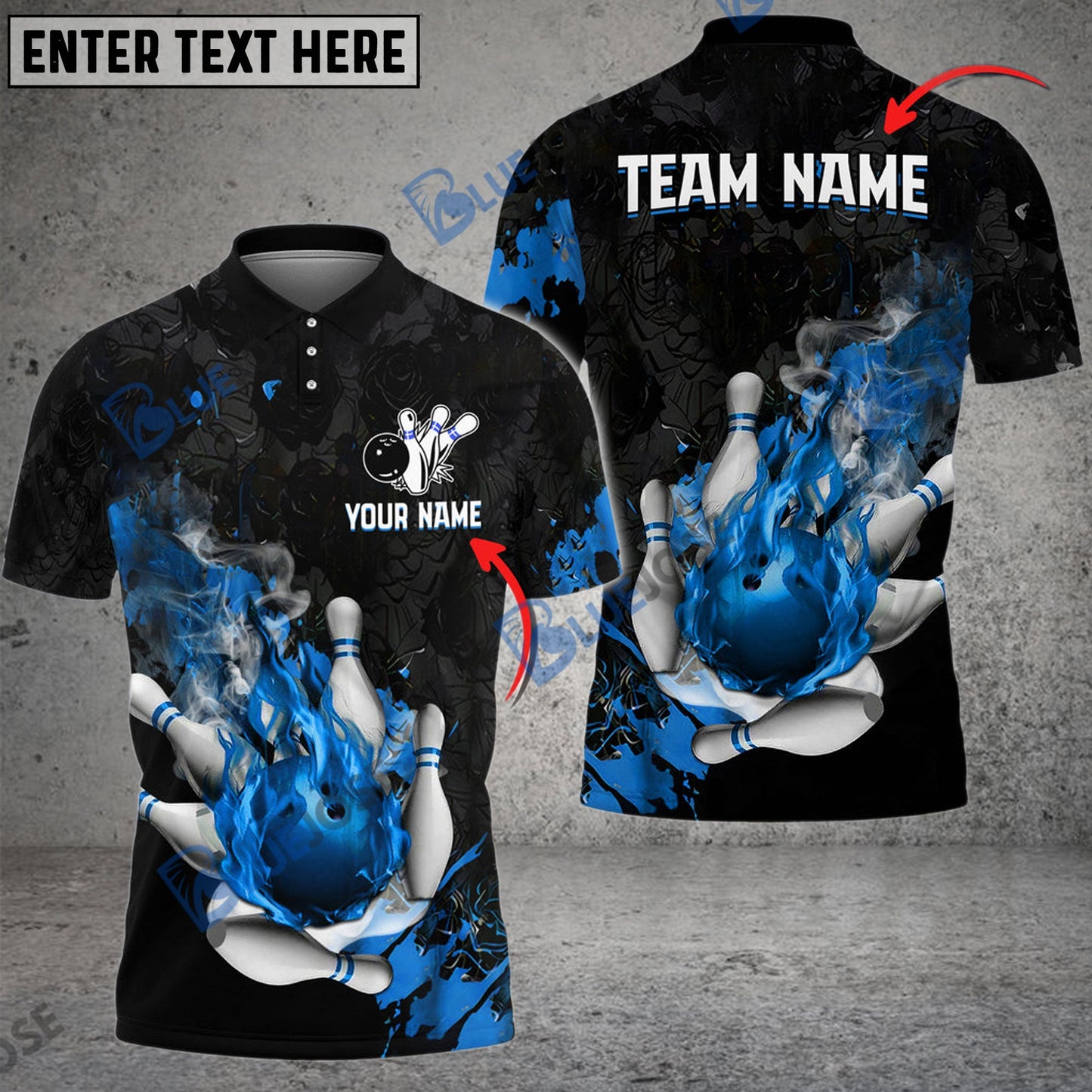 frenzidea Bowling And Pins Fire And Blood Customized Name 3D Shirt (4 Colors)