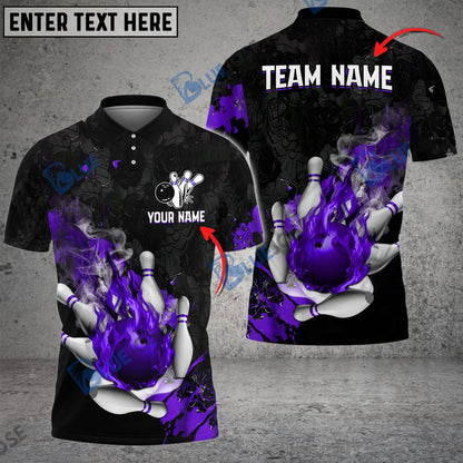 frenzidea Bowling And Pins Fire And Blood Customized Name 3D Shirt (4 Colors)