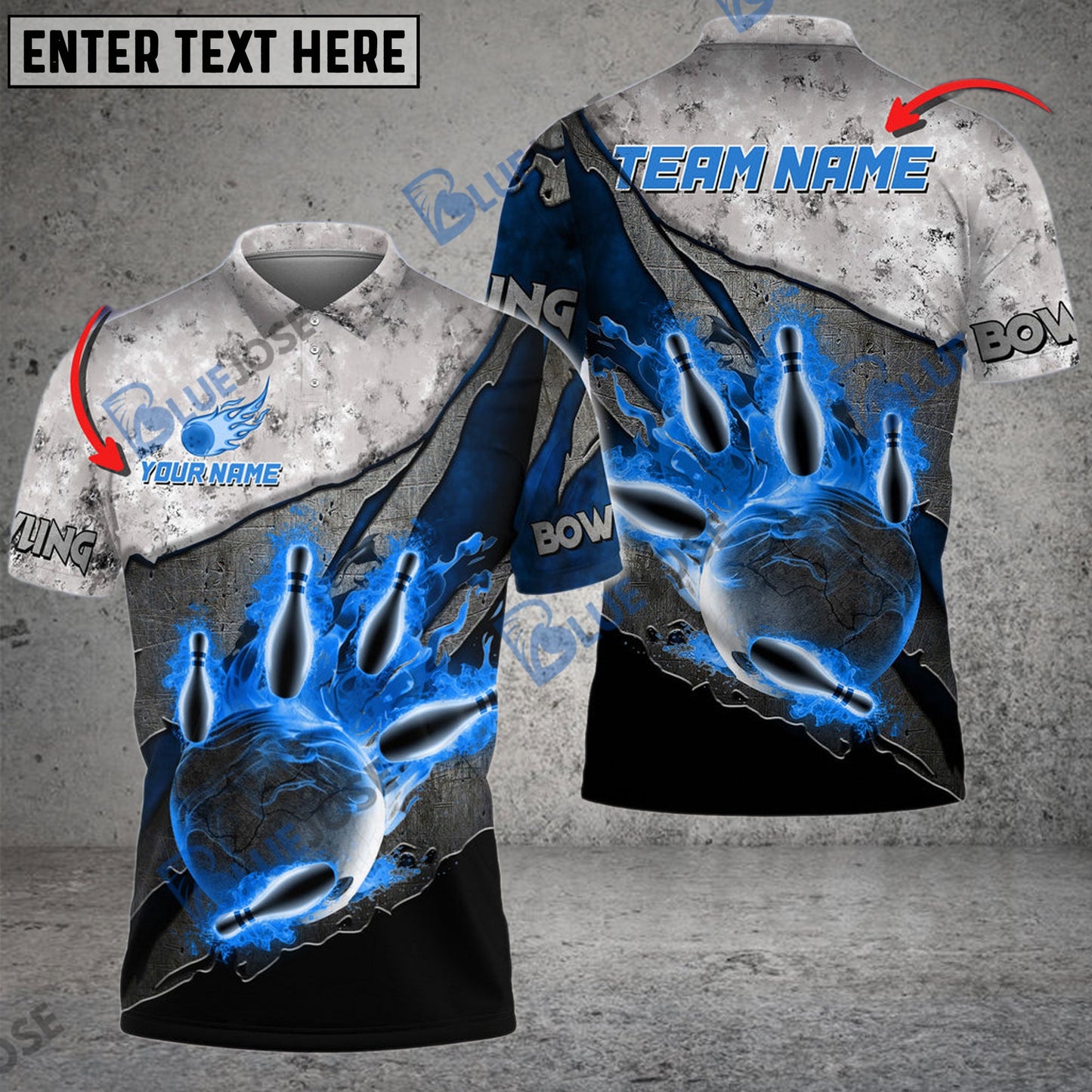 frenzidea Bowling And Pins Reborn Fire Customized Name 3D Shirt (4 Colors)
