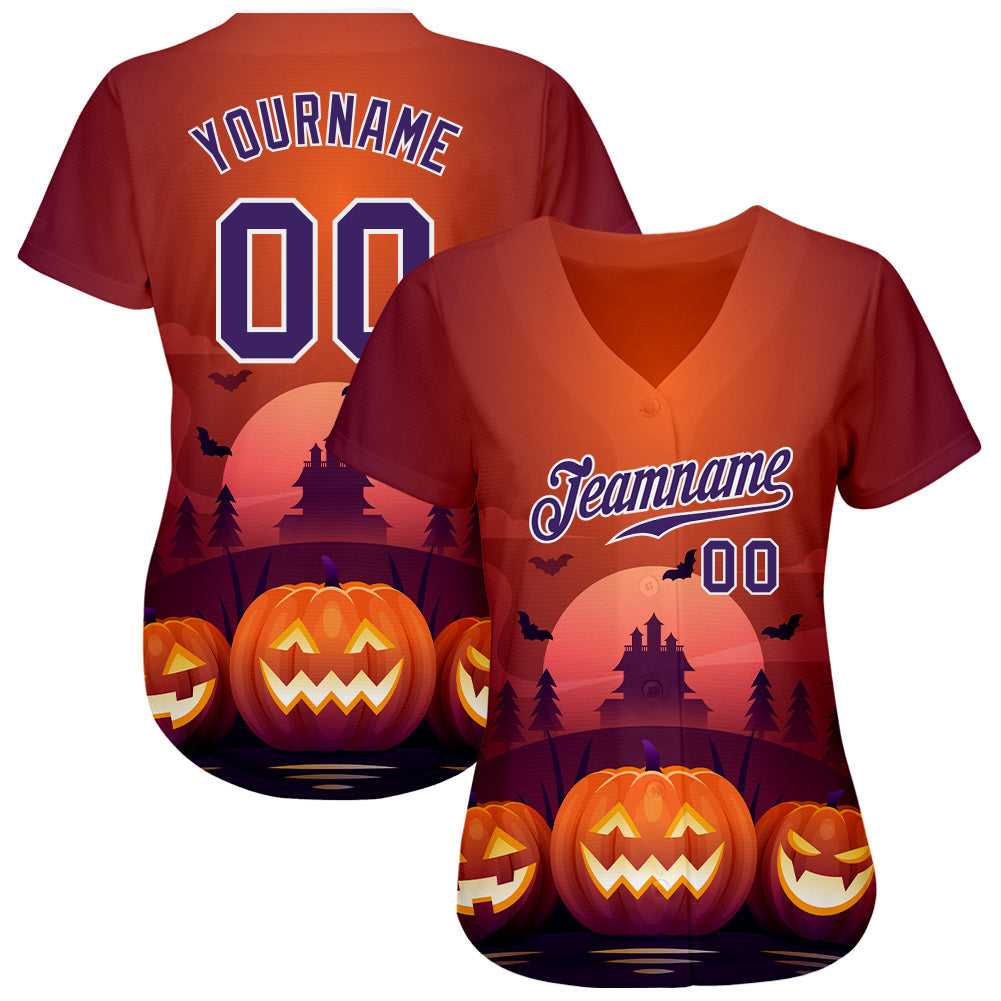 Frenzidea Custom 3D Pattern Halloween Pumpkins Horror Night Baseball Jersey