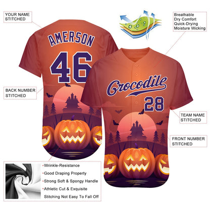 Frenzidea Custom 3D Pattern Halloween Pumpkins Horror Night Baseball Jersey