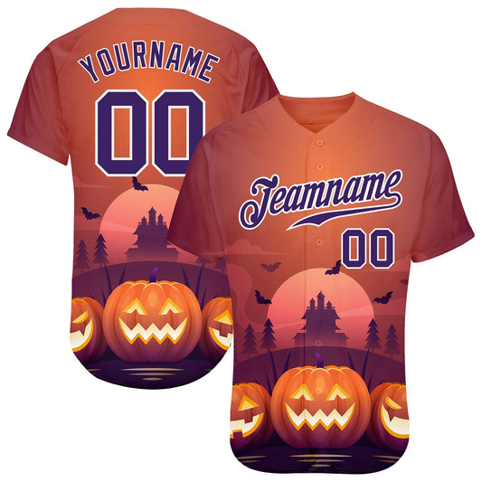 Frenzidea Custom 3D Pattern Halloween Pumpkins Horror Night Baseball Jersey