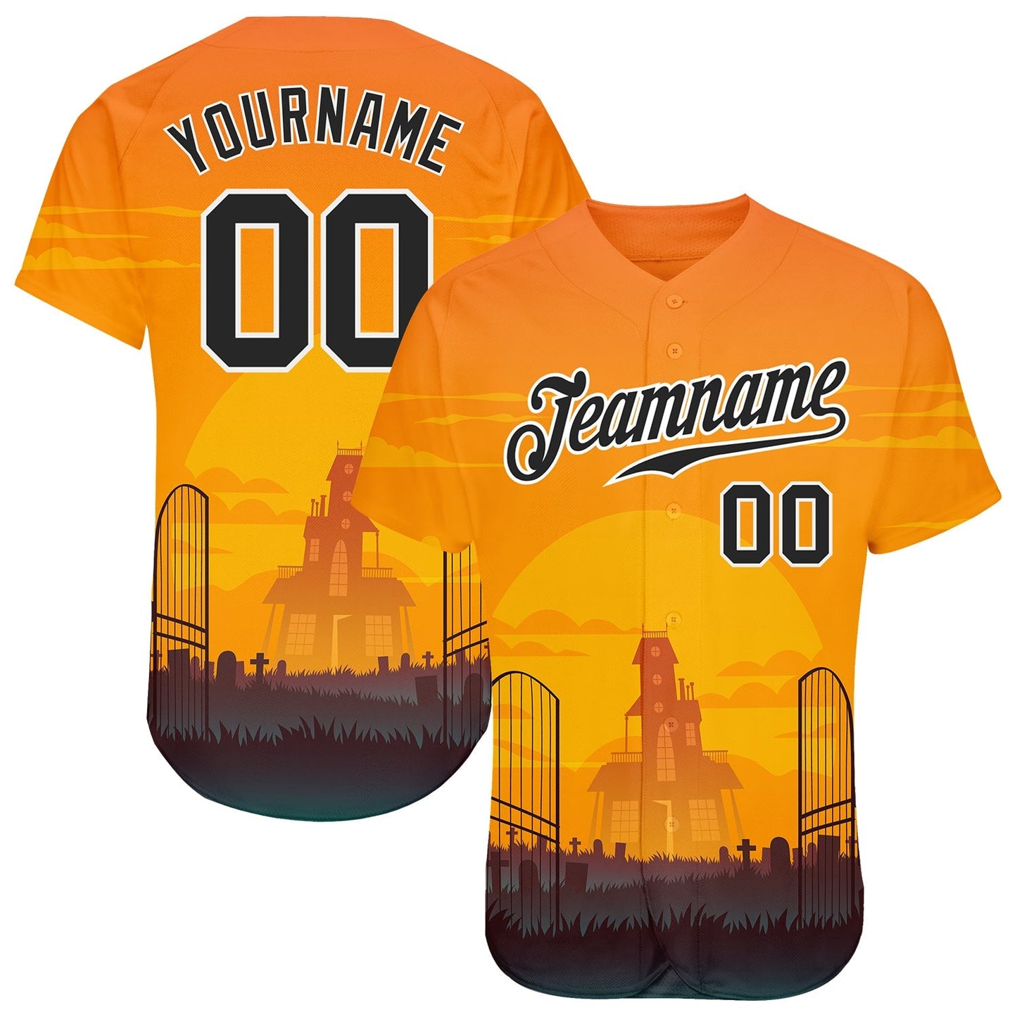 Frenzidea Custom 3D Pattern Halloween Horror Night Baseball Jersey