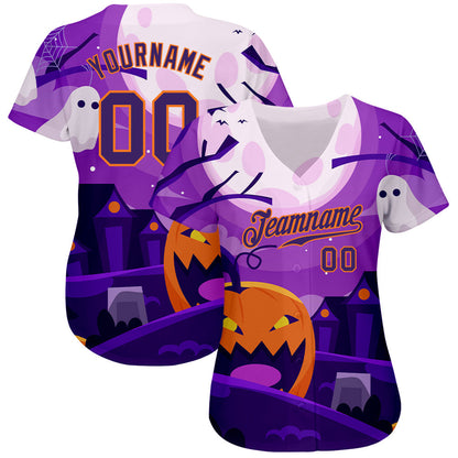 Frenzidea Custom 3D Pattern Halloween Pumpkins Horror Night Baseball Jersey
