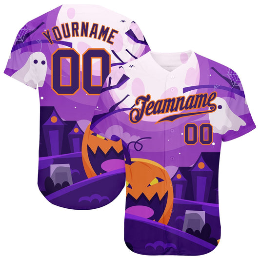 Frenzidea Custom 3D Pattern Halloween Pumpkins Horror Night Baseball Jersey