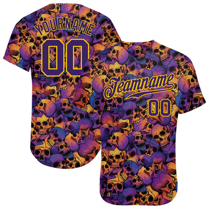 Frenzidea Custom 3D Pattern Halloween Skulls Baseball Jersey