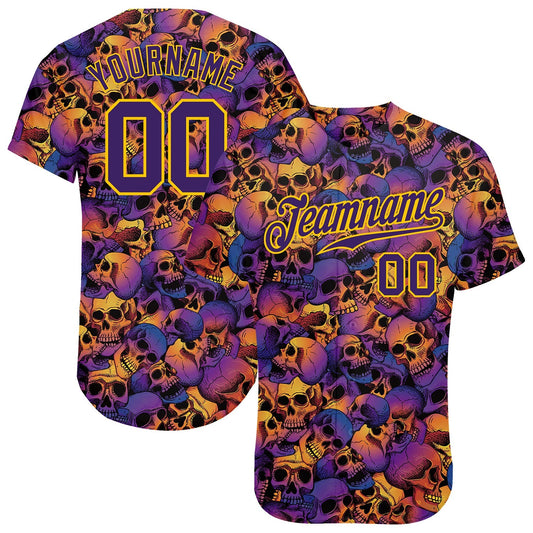 Frenzidea Custom 3D Pattern Halloween Skulls Baseball Jersey