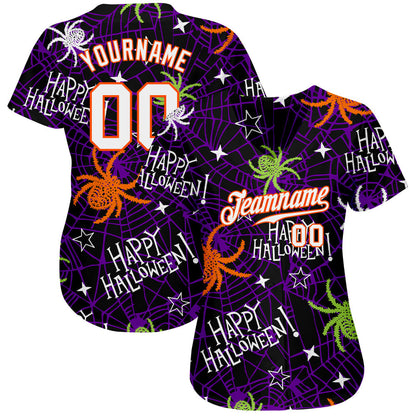 Frenzidea Custom 3D Pattern Happy Halloween Spiders Baseball Jersey