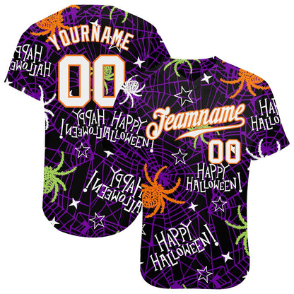 Frenzidea Custom 3D Pattern Happy Halloween Spiders Baseball Jersey