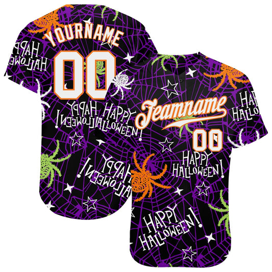 Frenzidea Custom 3D Pattern Happy Halloween Spiders Baseball Jersey