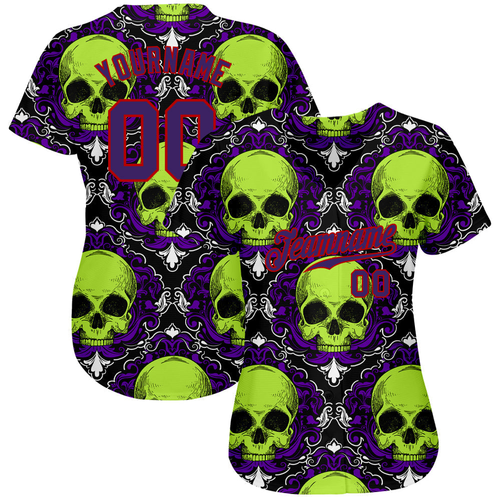 Frenzidea Custom 3D Pattern Halloween Skulls Baseball Jersey