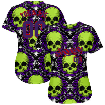 Frenzidea Custom 3D Pattern Halloween Skulls Baseball Jersey