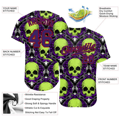 Frenzidea Custom 3D Pattern Halloween Skulls Baseball Jersey