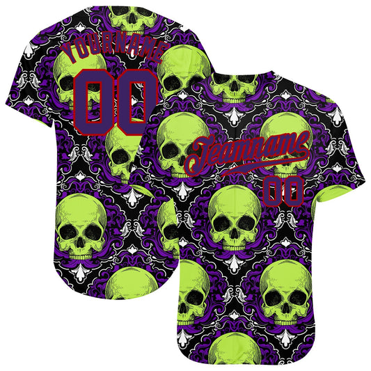 Frenzidea Custom 3D Pattern Halloween Skulls Baseball Jersey