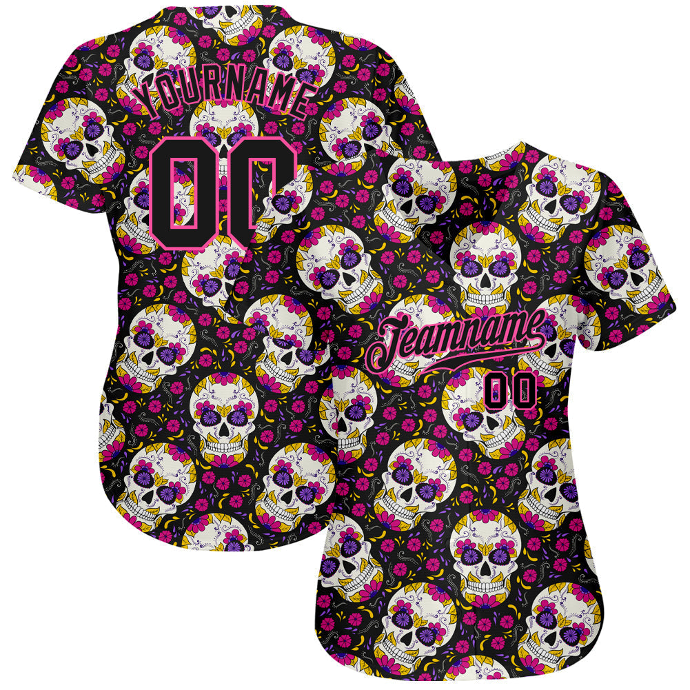 Frenzidea Custom 3D Pattern Halloween Skulls Baseball Jersey