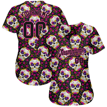Frenzidea Custom 3D Pattern Halloween Skulls Baseball Jersey